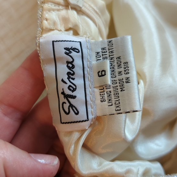 Stenay Cream/Champagne Colored Beaded Long Cocktail Dress - Sz 6 - Picture 8 of 10